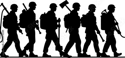 soldiers, military, army Silhouette of Soldiers on a Hill verctor bundle