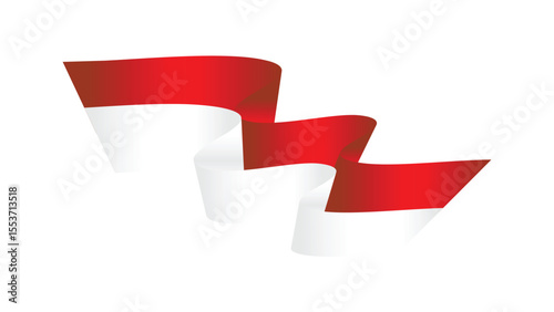 Free Download Long wavy ribbon design with Indonesian flag - GFXLoad