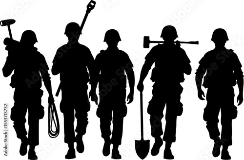 soldiers, military, army Silhouette of Soldiers on a Hill verctor bundle