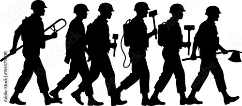 soldiers, military, army Silhouette of Soldiers on a Hill verctor bundle