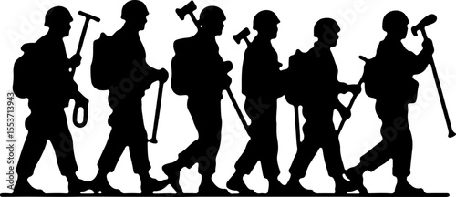 soldiers, military, army Silhouette of Soldiers on a Hill verctor bundle