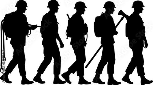 soldiers, military, army Silhouette of Soldiers on a Hill verctor bundle