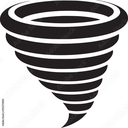 Tornado illustration black and white vector graphic weather storm funnel cloud disaster cyclone twister design on transparent background silhouette