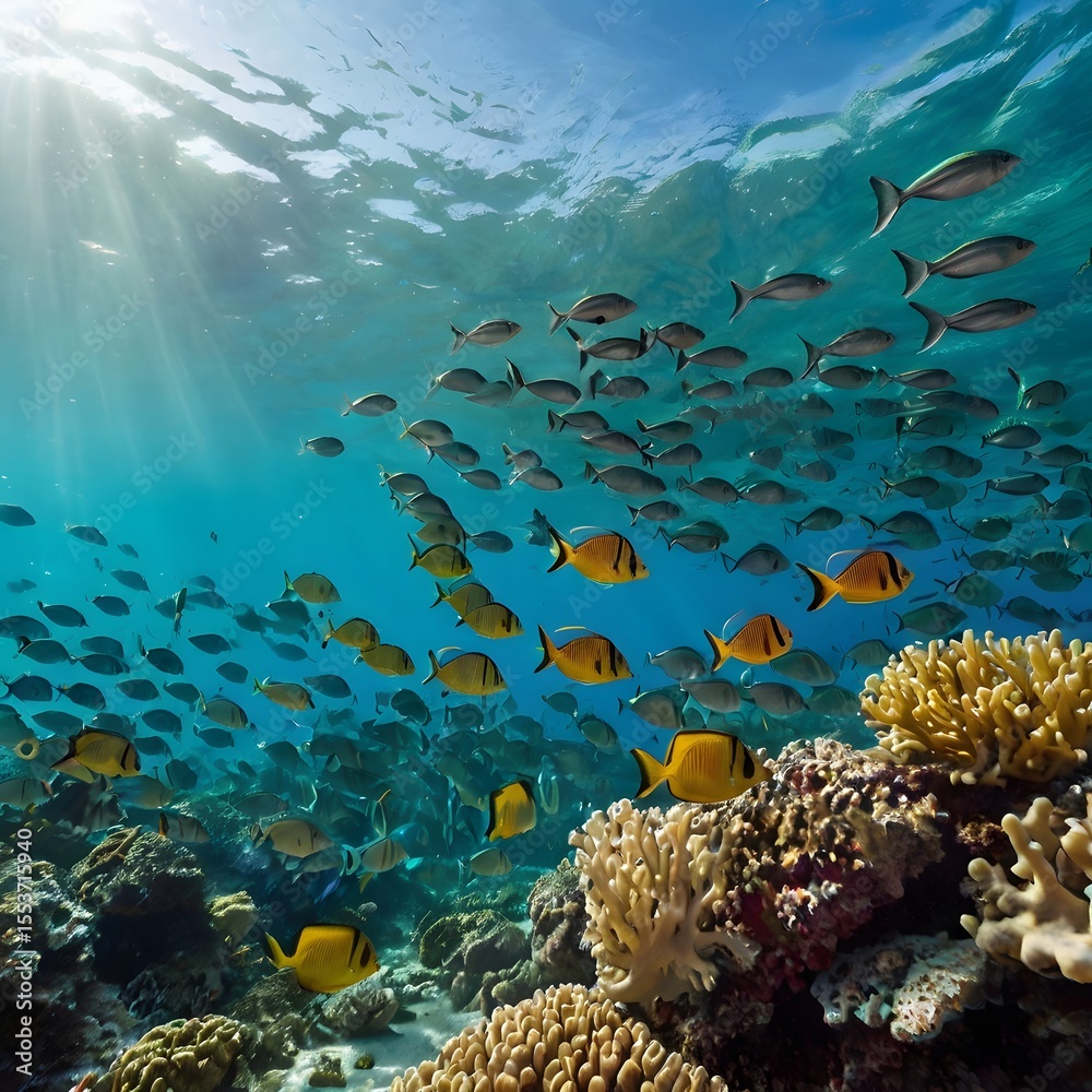 Naklejka premium coral reef with fish