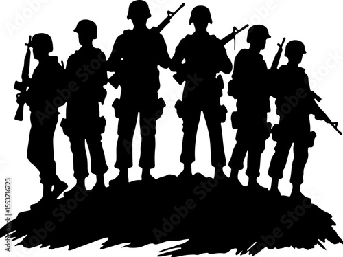 soldiers, military, army Silhouette of Soldiers on a Hill verctor bundle