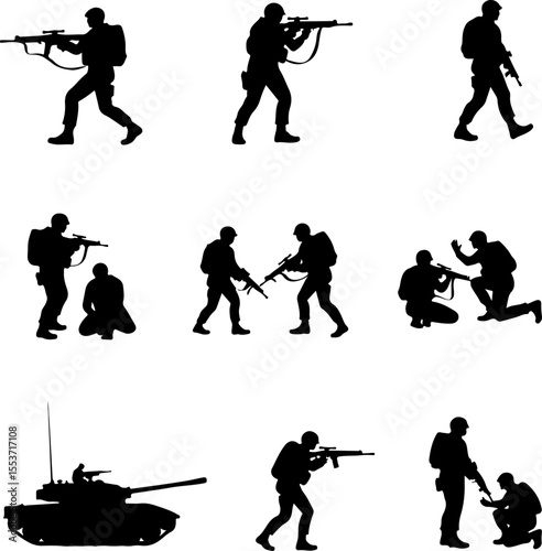 Mountain Warriors Silhouette Vector" vector