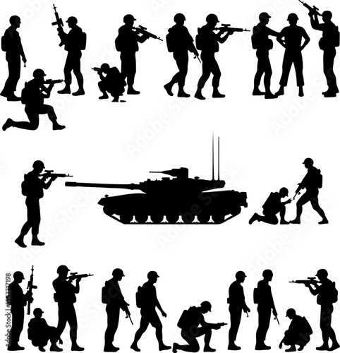 Mountain Warriors Silhouette Vector" vector