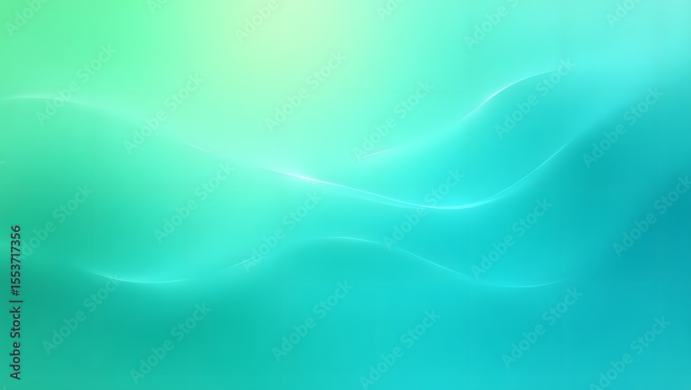 Fototapeta premium Smooth Aqua Green Gradient Background with Soft Wavy Light Effects
