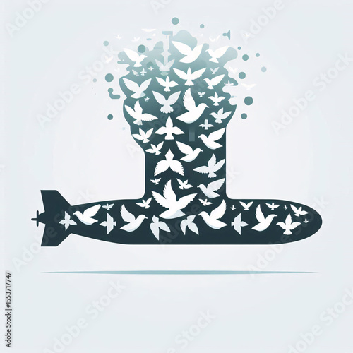 Submarine Filled with Doves Symbolizing Peace and Liberation