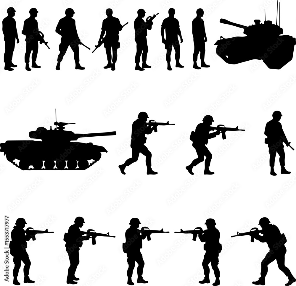Obraz premium Mountain Warriors Silhouette Vector