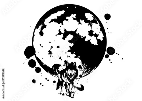 Dark Moon Wolf – Japanese Ink Painting