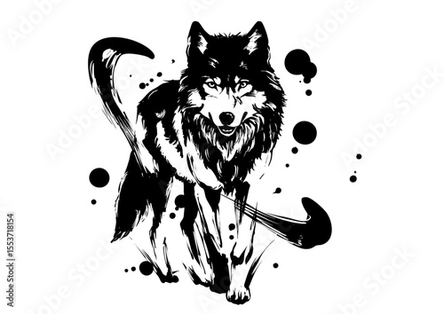 Gaze of the Wolf – Japanese Ink Painting