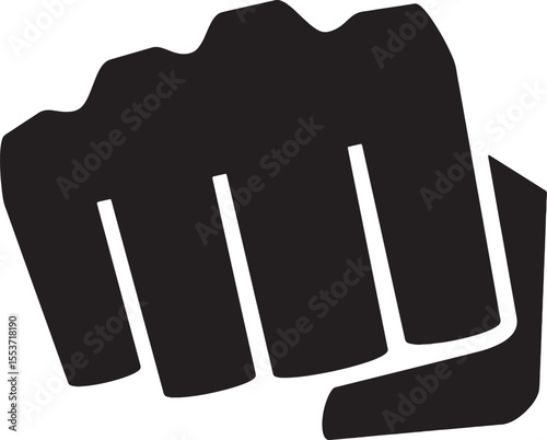 Fist Punch Silhouette Icon – Vector Symbol of Power, Strength, and Impact