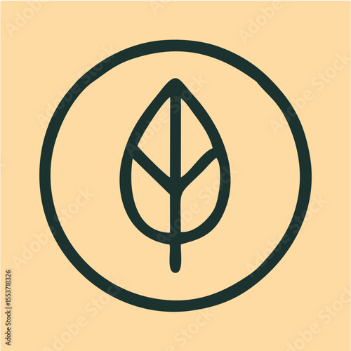 Minimal Leaf Emblem in Circular Frame – Eco-Friendly Botanical Vector Design, Clean and elegant leaf vector enclosed in a circular badge, ideal for sustainable branding and nature-inspired identity pr