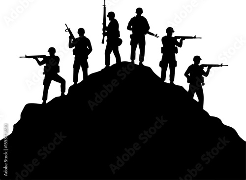 Mountain Warriors Silhouette Vector" vector