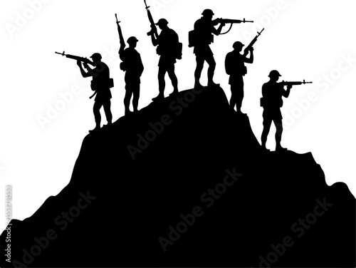 Mountain Warriors Silhouette Vector" vector