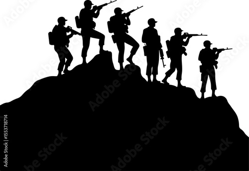 Mountain Warriors Silhouette Vector" vector