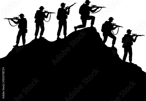 Mountain Warriors Silhouette Vector" vector
