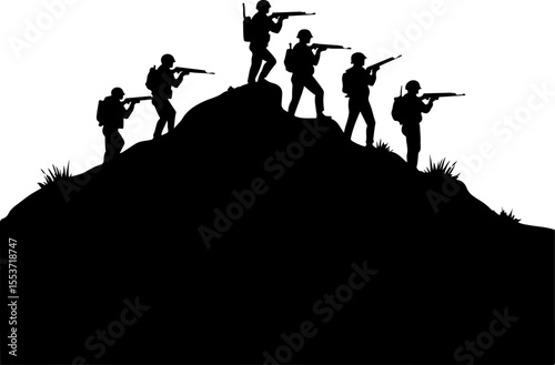 Mountain Warriors Silhouette Vector" vector