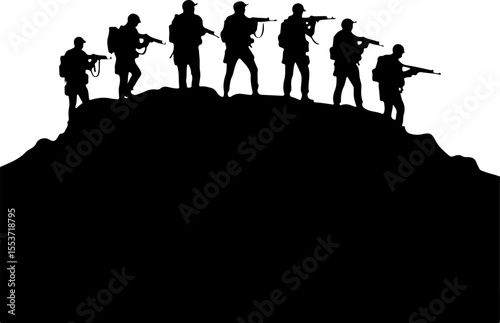 Mountain Warriors Silhouette Vector" vector
