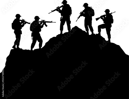 Mountain Warriors Silhouette Vector" vector