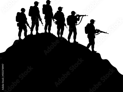 Mountain Warriors Silhouette Vector" vector