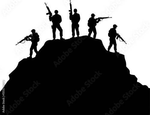 Mountain Warriors Silhouette Vector" vector