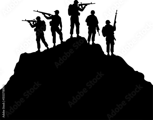 Mountain Warriors Silhouette Vector" vector