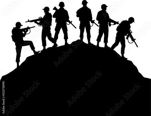 Mountain Warriors Silhouette Vector" vector