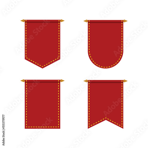Red pennant flag vector on white background