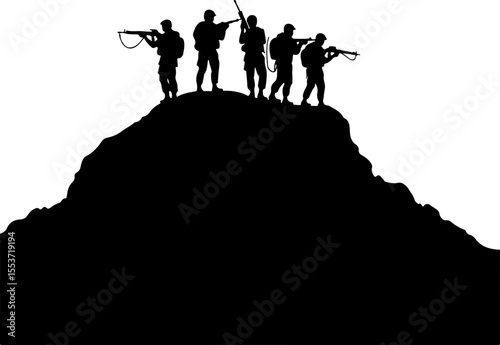 Mountain Warriors Silhouette Vector" vector
