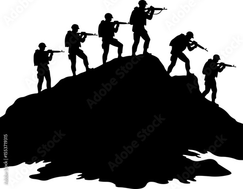 Mountain Warriors Silhouette Vector" vector