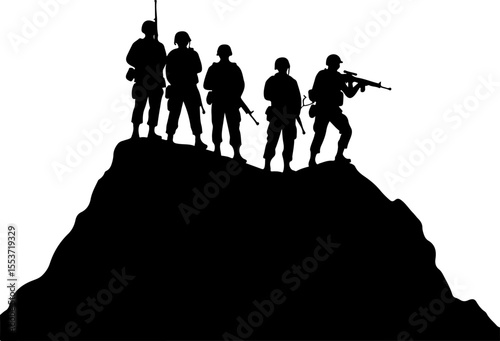 Mountain Warriors Silhouette Vector" vector