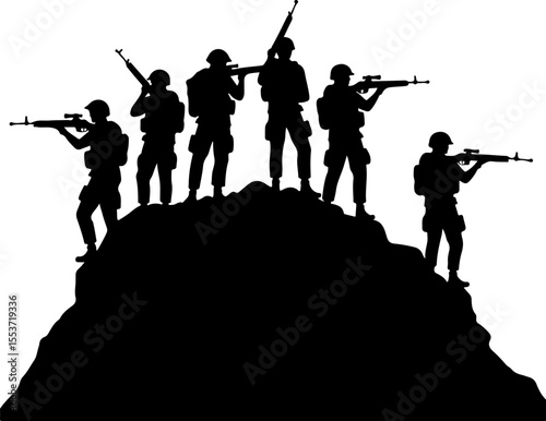 Mountain Warriors Silhouette Vector" vector