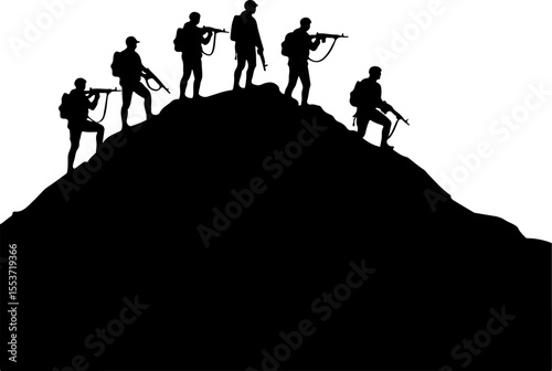 Mountain Warriors Silhouette Vector" vector