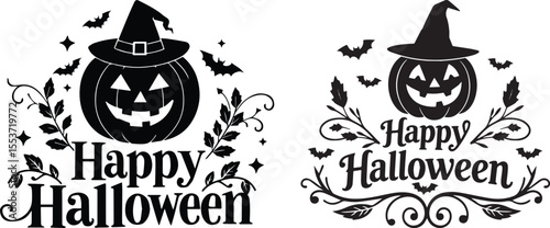 Happy Halloween typography with bats and pumpkin. Halloween t shirt design. vector illustration.
