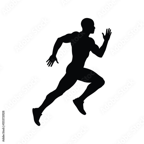 Silhouette of a Muscular Man Running Sprint Athlete Fitness Sports