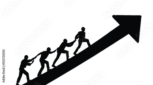 Team helps climb arrow to success, symbolizing growth