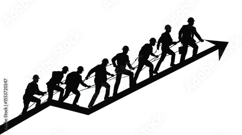 Business team is climbing up arrow chart symbolizing success, growth