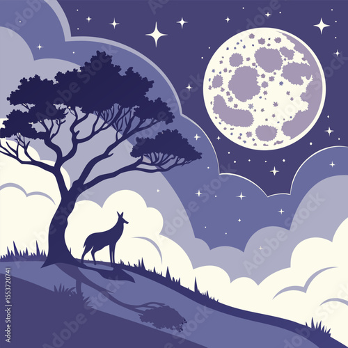 night sky with moon vector,  stunning vector illustration of a glowing full moon 