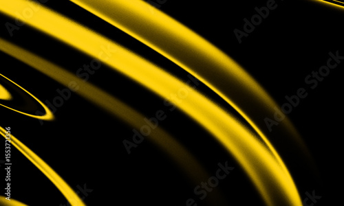 Abstract yellow light streaks on black background with smooth glowing curves