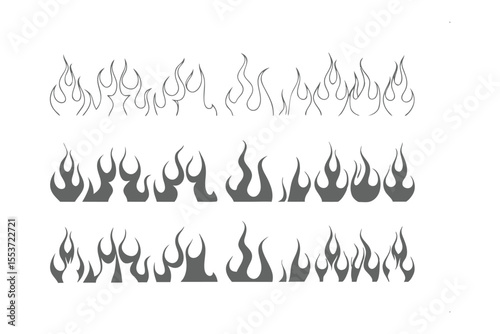 Fiery Graphic Element: A set of artistic graphic fire illustrations, ideal for adding a dynamic and energetic touch to various design concepts.