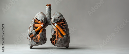 Human lungs, Lung Disease. Respiratory System Collapse. World No Tobacco Day concept