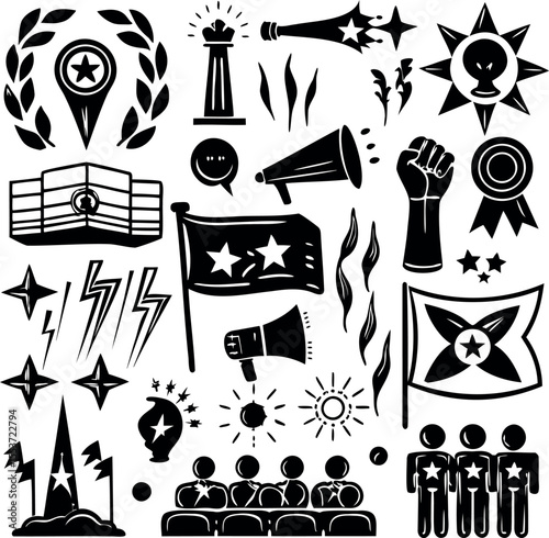 Monochrome Political Advocacy and Democratic Ideals Graphic Elements Collage Composition