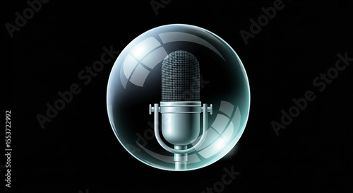 Microphone bubble glass style icon