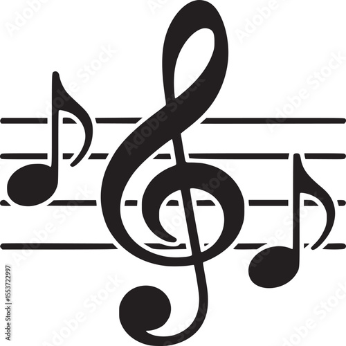 Music notes and clef vector illustration for musical education and creative projects download now free on transparent background silhouette