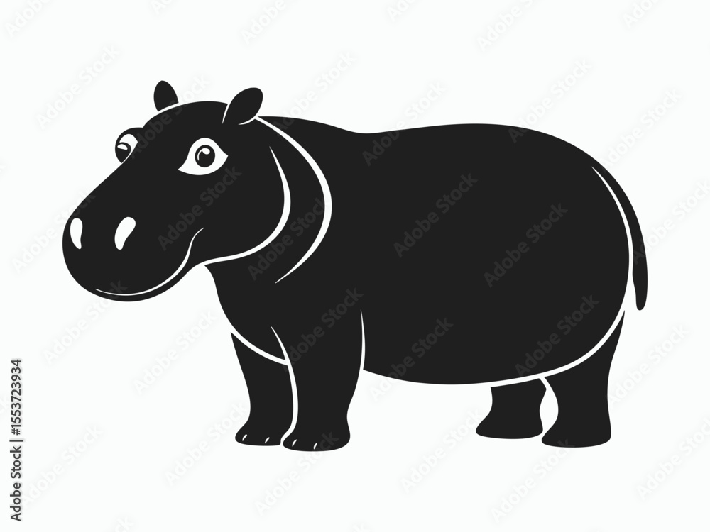 Fototapeta premium Hippopotamus silhouette, hippopotamus line art silhouette vector illustration 