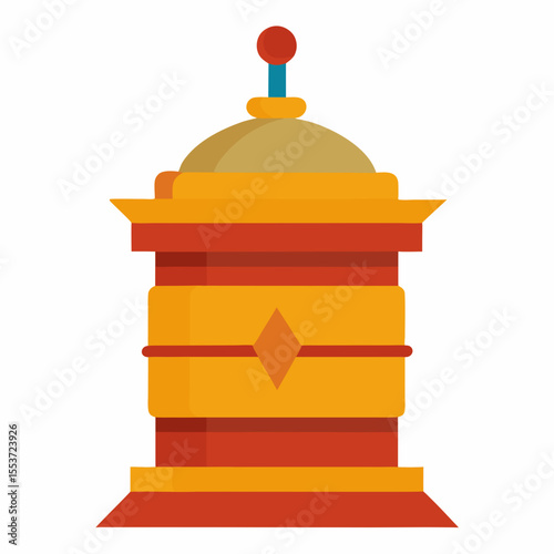 Illustration of a traditional prayer wheel