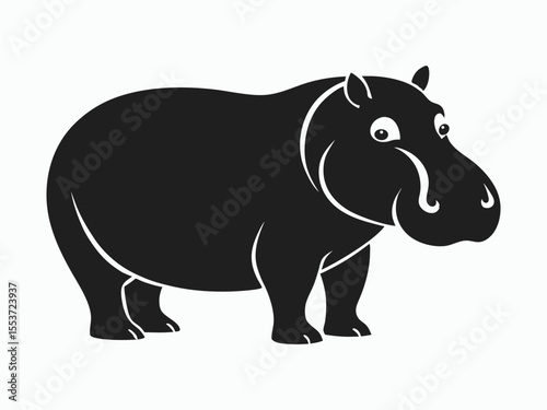 Hippopotamus silhouette, hippopotamus line art silhouette vector illustration 