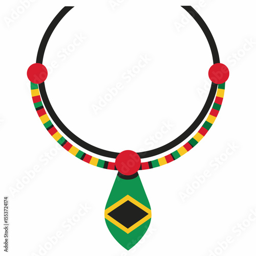 Pan african necklace with jamaican flag pendant